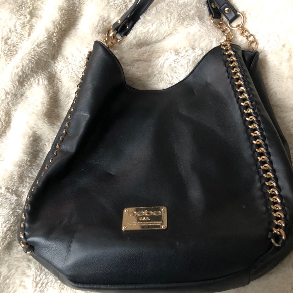 Bebe rounded black chain handbag